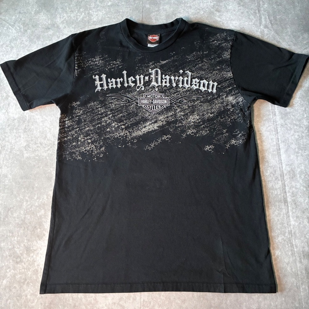 Y2K Harley-Davidson T-Shirt Mens XL Black Heritage Concord NH Eagle grunge  USA